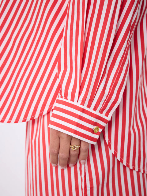 Notshy Althea Striped Shirt | Tomato with White