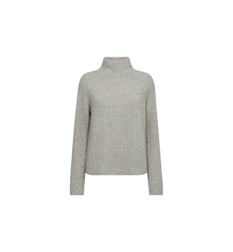 Mos Mosh Thyra Highneck Knit | Light Grey Melange