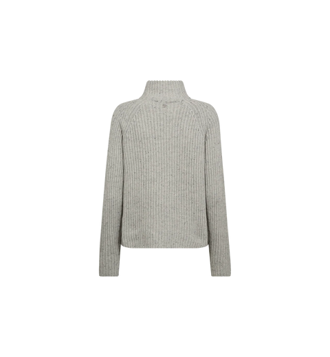Mos Mosh Thyra Highneck Knit | Light Grey Melange