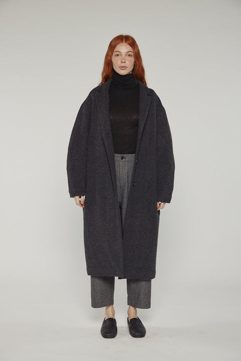 Amente cocoon sleeve maxi coat in charcoal grey 