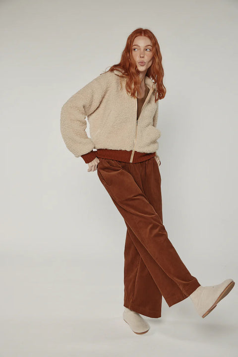 Amente oatmeal wool blend bomber jacket with ribbed cuffs and hem