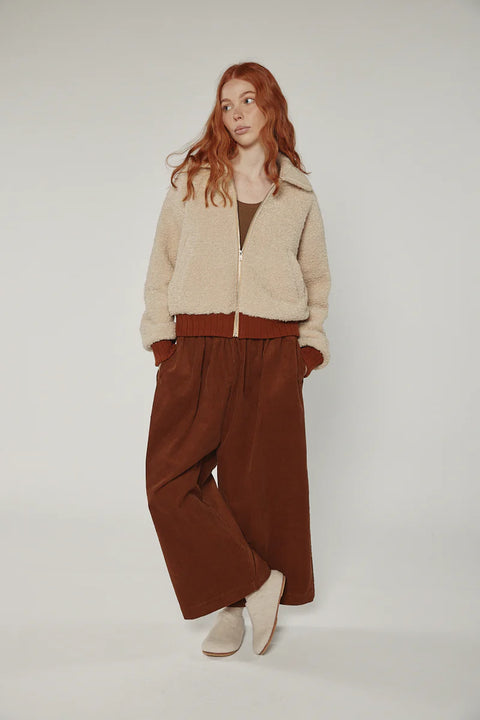 Amente oatmeal wool blend bomber jacket with ribbed cuffs and hem