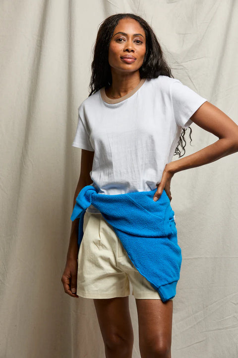 Perfect White Tee Perfect White Tee Billie Ringer Tee in White with Mocha: features cotton