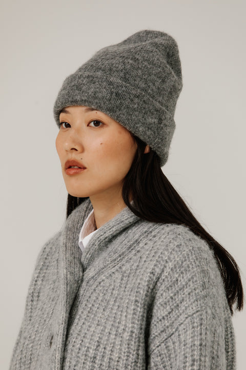 Alpaca Beanie Toque hat available in navy, beige and grey. By Bare Knitwear, lightweight comfortable fit 
