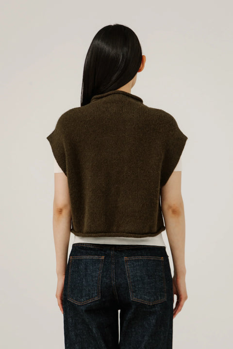Bare Knitwear Alpaca Iris Vest | Dark Olive