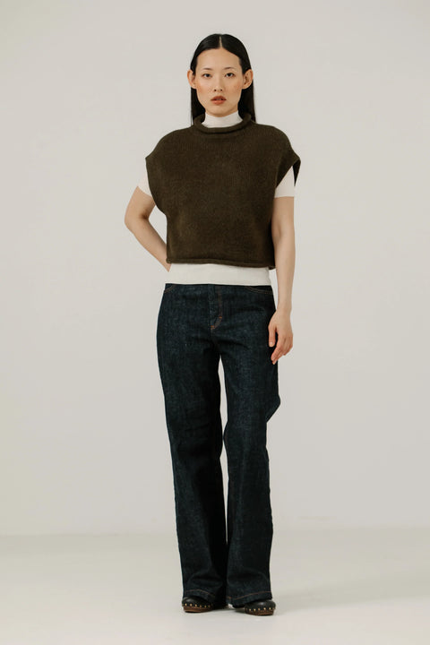 Bare Knitwear Alpaca Iris Vest | Dark Olive