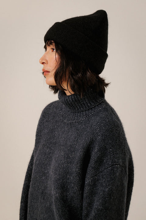 Bare Knitwear Andes Alpaca Beanie - Flat Lay Showing Seamless Construction and Brushed Baby Alpaca Finish
