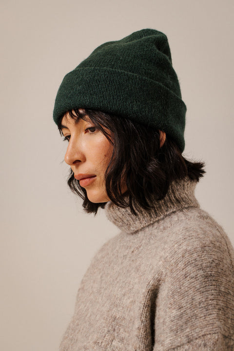 Bare Knitwear Andes Beanie - Close-Up of Brushed Baby Alpaca Yarn and Seamless Knit Construction