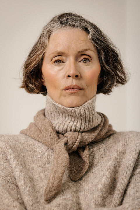 Bare Knitwear Alpaca Bandana - Worn as Neck Scarf Showing Refined Soft Finishing Layer