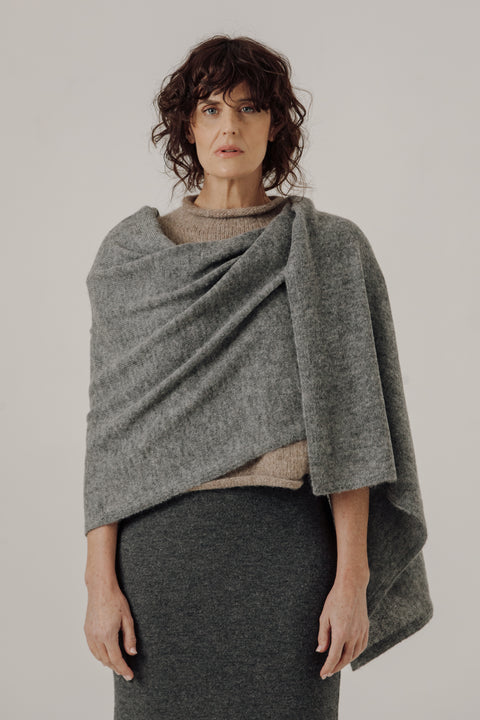 Alpaca travel wrap, can be used a shawl, scarf, lap blanket, lightweight and warm. Brand is Bare Knitwear
