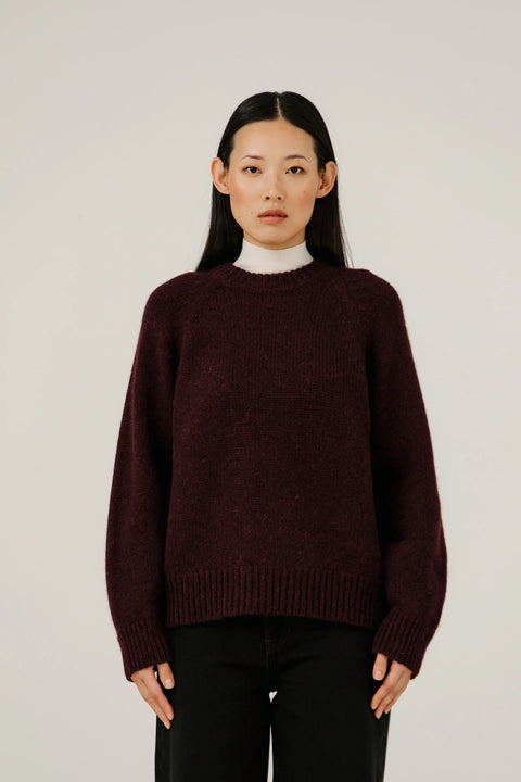 Bare Knitwear Classic Oversized Crewneck | Maroon