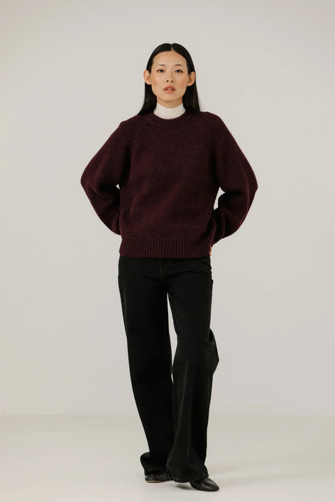 Bare Knitwear Classic Oversized Crewneck | Maroon