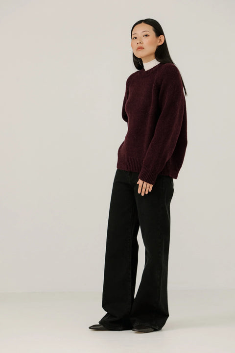 Bare Knitwear Classic Oversized Crewneck | Maroon