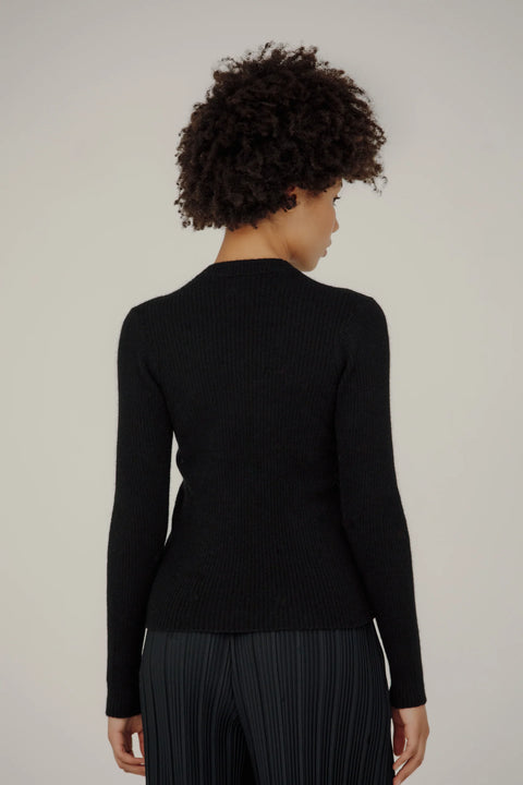 Bare Knitwear Core Rib Top | Classic Black