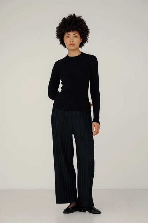 Bare Knitwear Core Rib Top | Classic Black