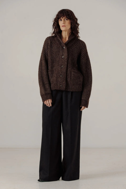 Bare Knitwear Oversized Shawl Cardigan | Carob