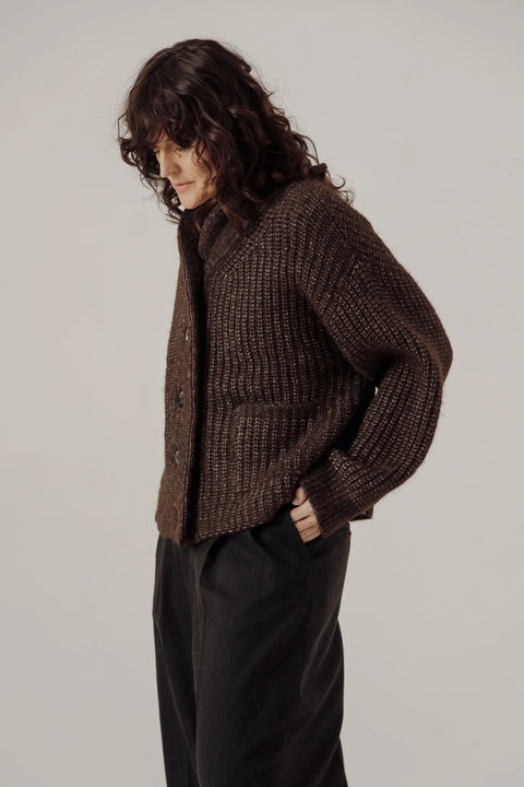 Bare Knitwear Oversized Shawl Cardigan | Carob