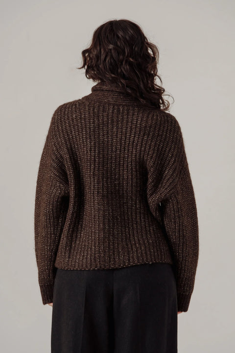 Bare Knitwear Oversized Shawl Cardigan | Carob