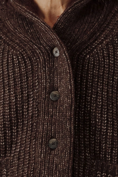 Bare Knitwear Oversized Shawl Cardigan | Carob
