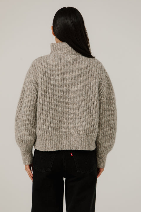 Quarter zip sweater by bare Knitwear, loft rib stitch in a classic fit, made of alpaca and cotton, Bare knitwear
