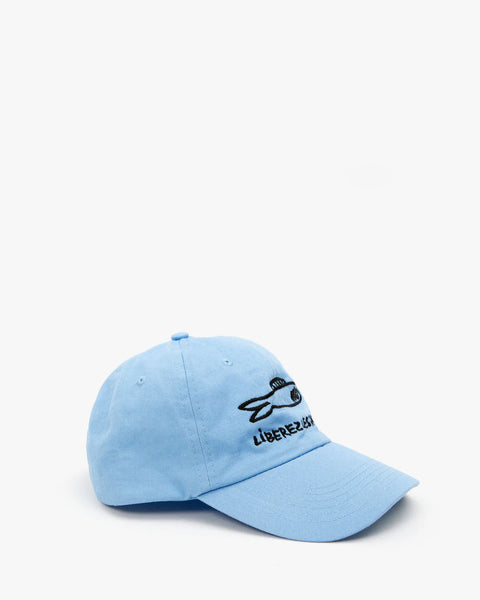 Clare V. Clare V Baseball Cap in Sky Blue Liberez les Sardines: features cotton
