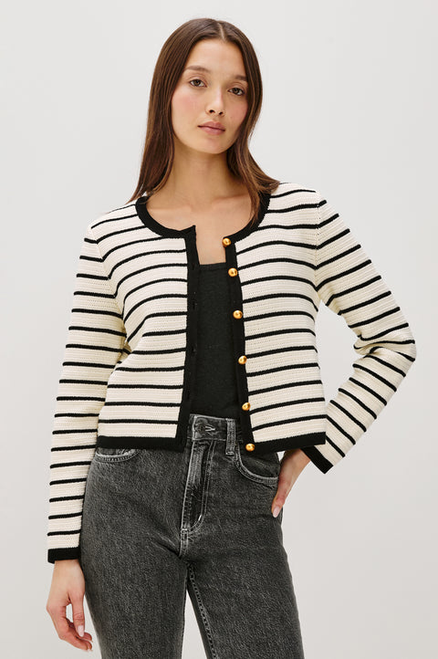 Rails Catania Cardigan | Ivory Black Stripe