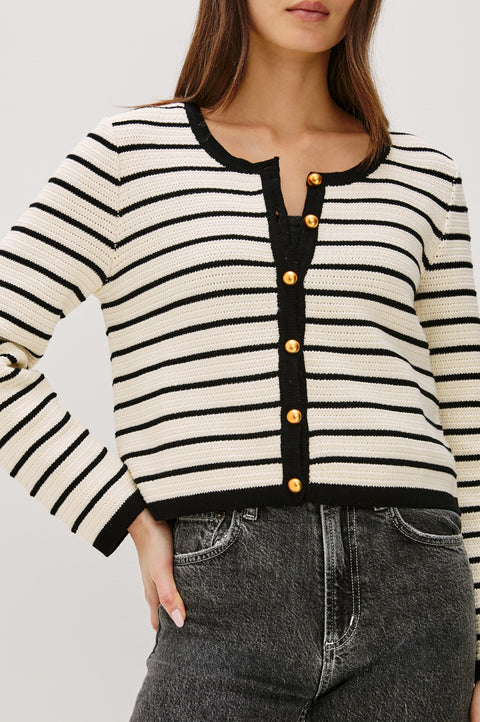 Rails Catania Cardigan | Ivory Black Stripe