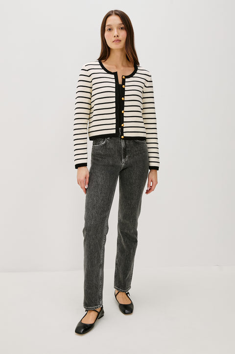 Rails Catania Cardigan | Ivory Black Stripe