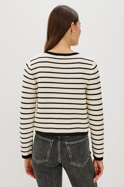 Rails Catania Cardigan | Ivory Black Stripe