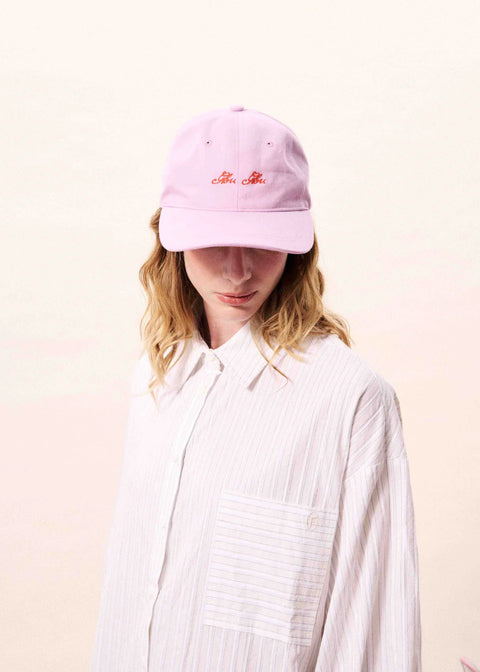 FRNCH Glou Cap in Violine - adjustable cotton dad cap with bold red embroidered lettering, summer accessory