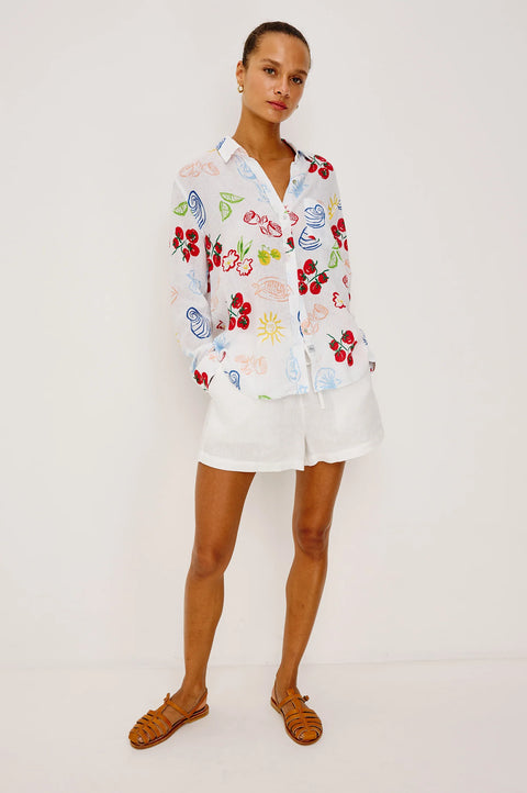 Rails Rails x Giadzy Charli Top in White Antipasti: featuring relaxed, linen, pocket