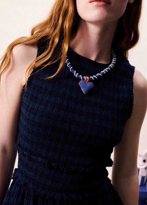 Frnch FRNCH Saquarema Dress in Bleu Marine: cotton gingham sleeveless