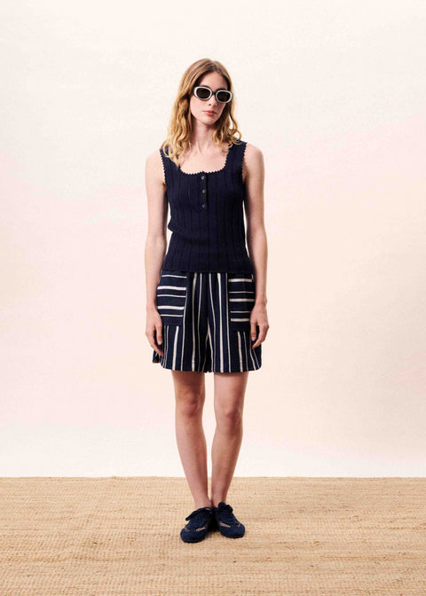 Frnch FRNCH Dundee Top in Bleu Marine: viscose
