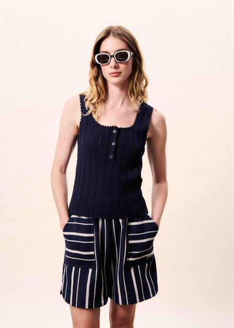 Frnch FRNCH Dundee Top in Bleu Marine: viscose