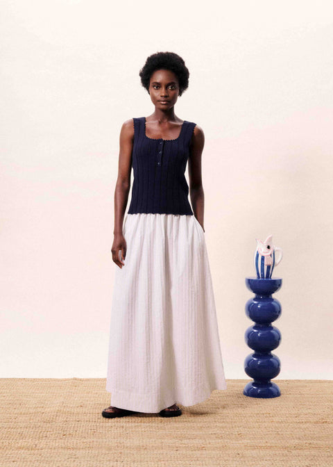 Frnch FRNCH Dundee Top in Bleu Marine: viscose