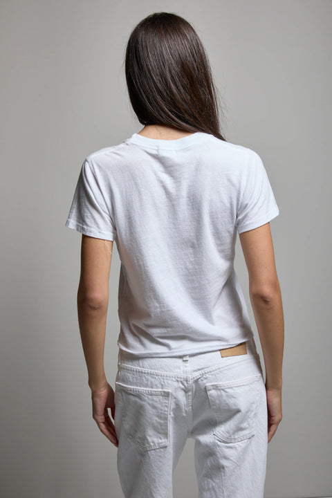 Asher Amelia Vintage Tee in White - shrunken airy fit recycled cotton 70s-inspired vintage tee with flatlock construction, made in Los Angeles