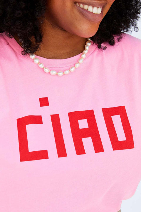 Clare V Classic Tee | Petal with Bright Poppy CIAO