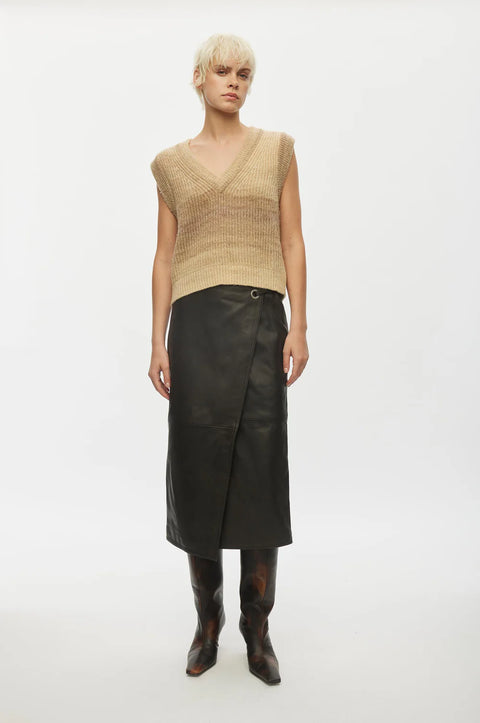 Oval Square Fall Knit Vest | Travertine