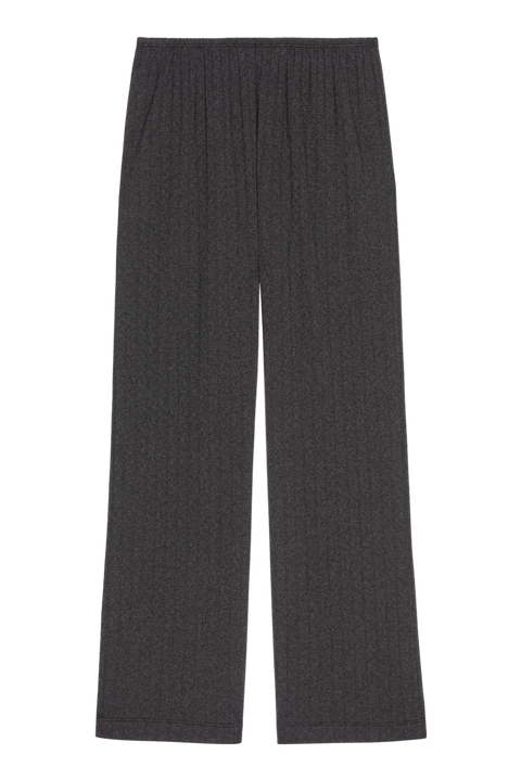 Black cropped. Lounge pant in Pointelle, easy elastic waistband and a cropped silhouette
