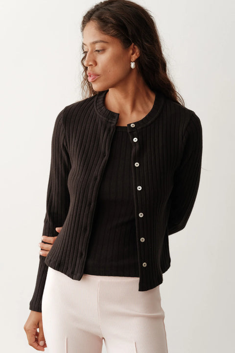 DONNI The Sweater Rib Cardi | Jet