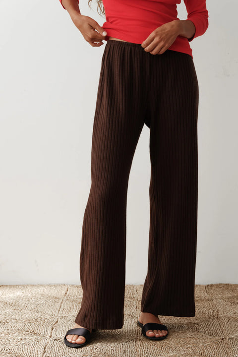 DONNI The Sweater Rib Simple Pant | Espresso