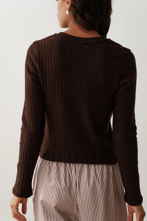 DONNI The Sweater Rib Cardi | Espresso