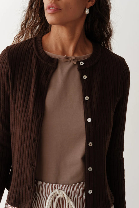 DONNI The Sweater Rib Cardi | Espresso