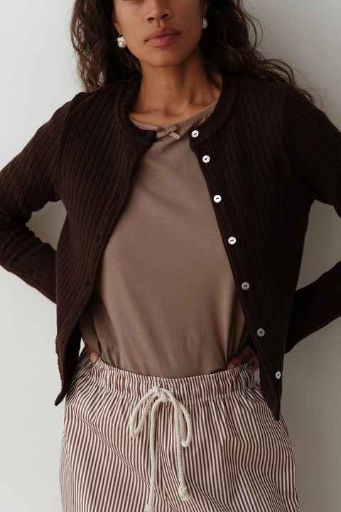 DONNI The Sweater Rib Cardi | Espresso