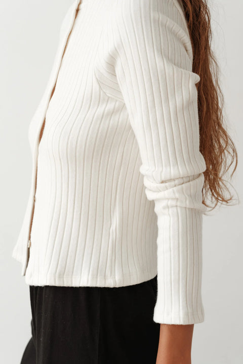 DONNI The Sweater Rib Cardi | Creme