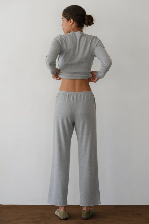 DONNI The Baby Rib Scallop Pant | Heather Grey