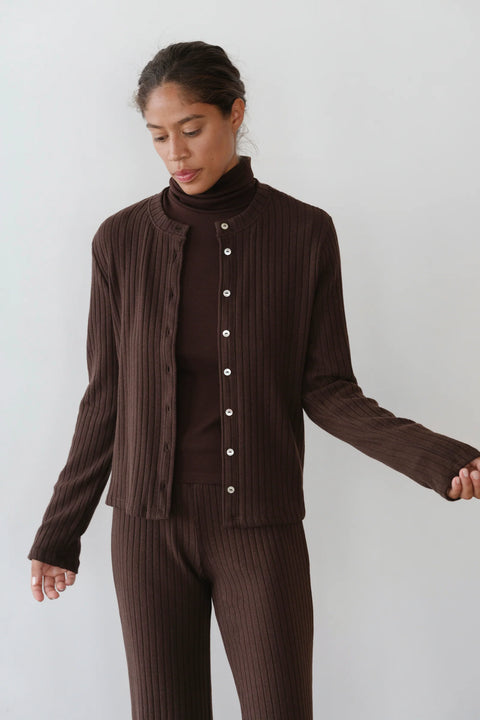 DONNI The Sweater Rib Cardi | Espresso