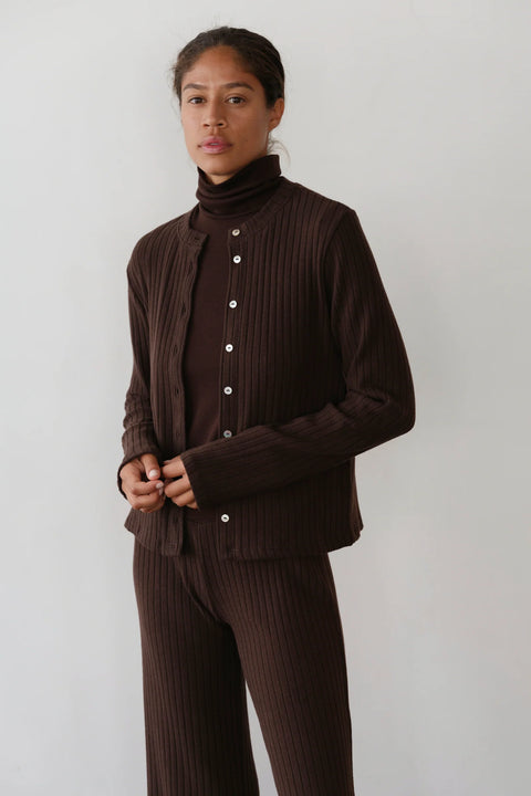 DONNI The Sweater Rib Cardi | Espresso
