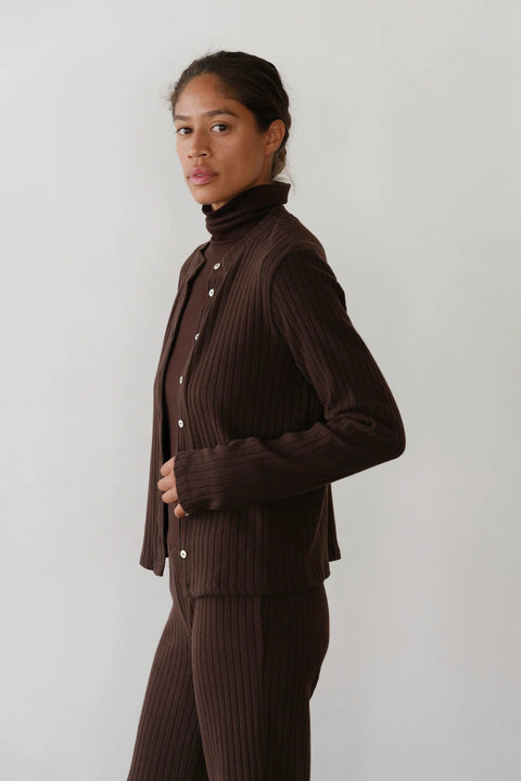 DONNI The Sweater Rib Cardi | Espresso