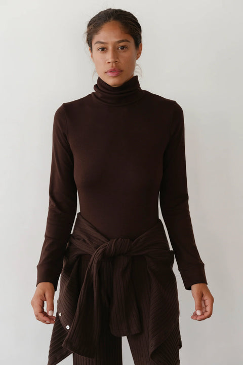 DONNI The Baby Rib Turtleneck | Espresso